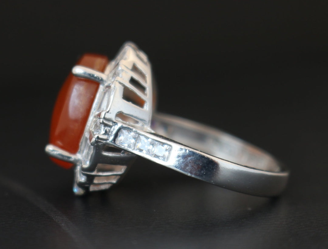 Women's Orange Yemeni Agate Ring