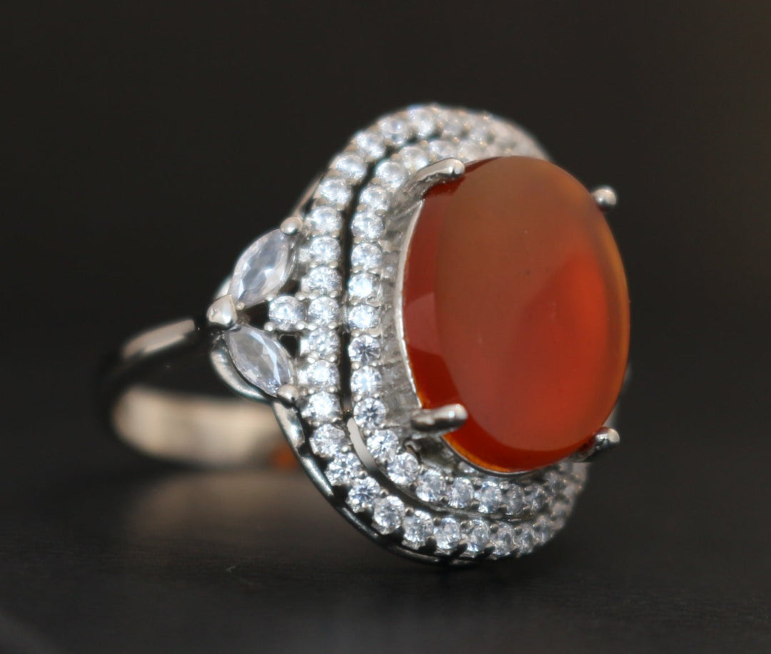 Women's Orange Yemeni Agate Ring