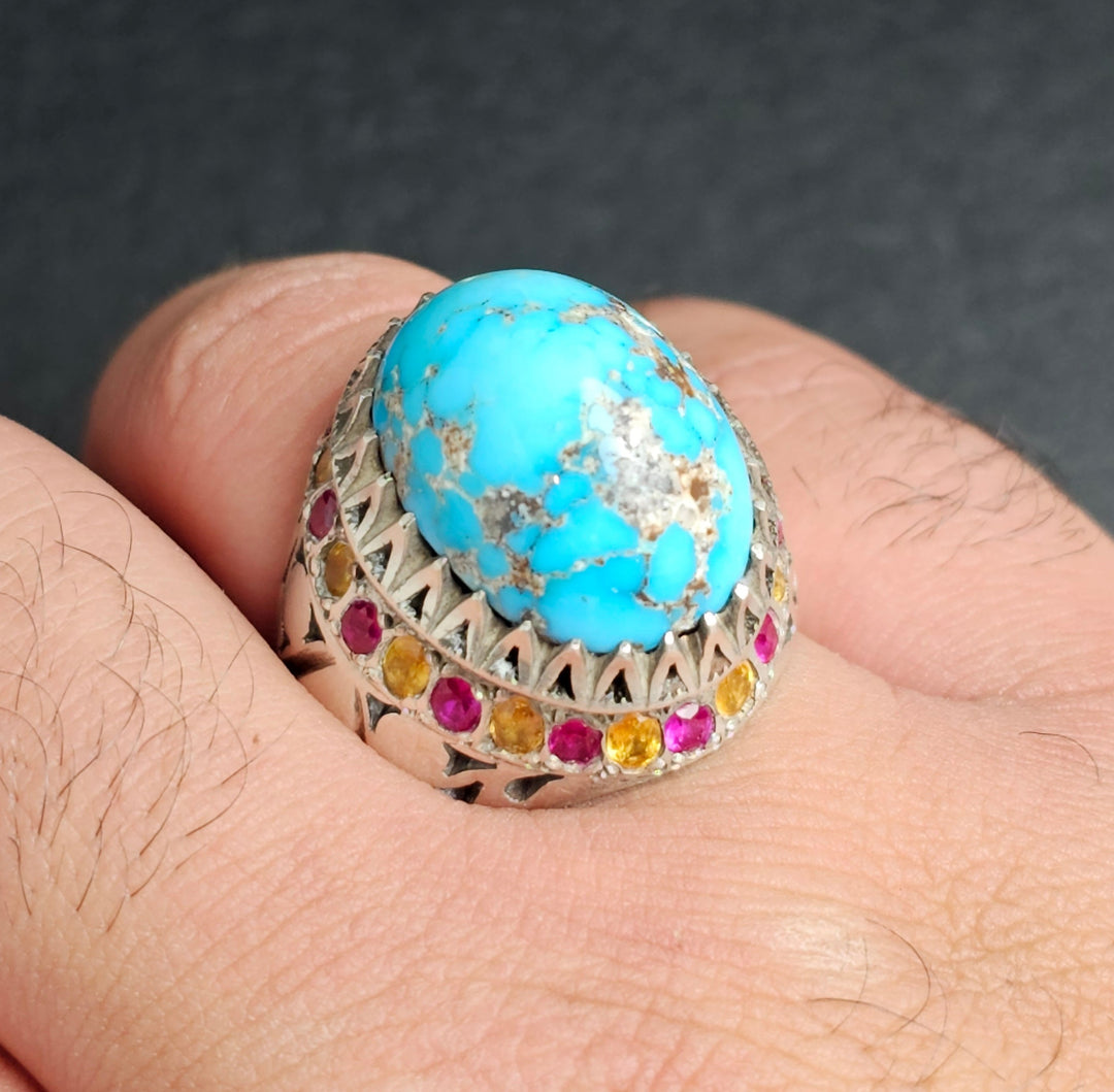 Neyshabur Turquoise & Sapphire Ring