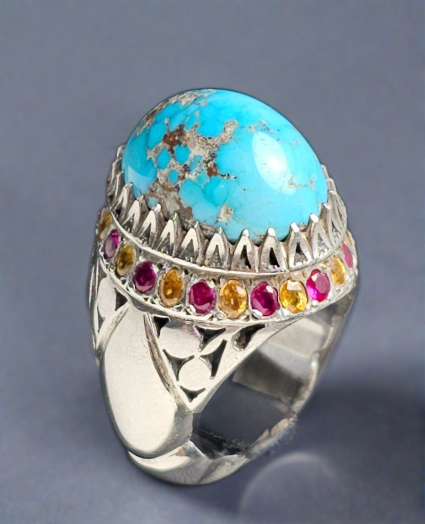 Neyshabur Turquoise & Sapphire Ring