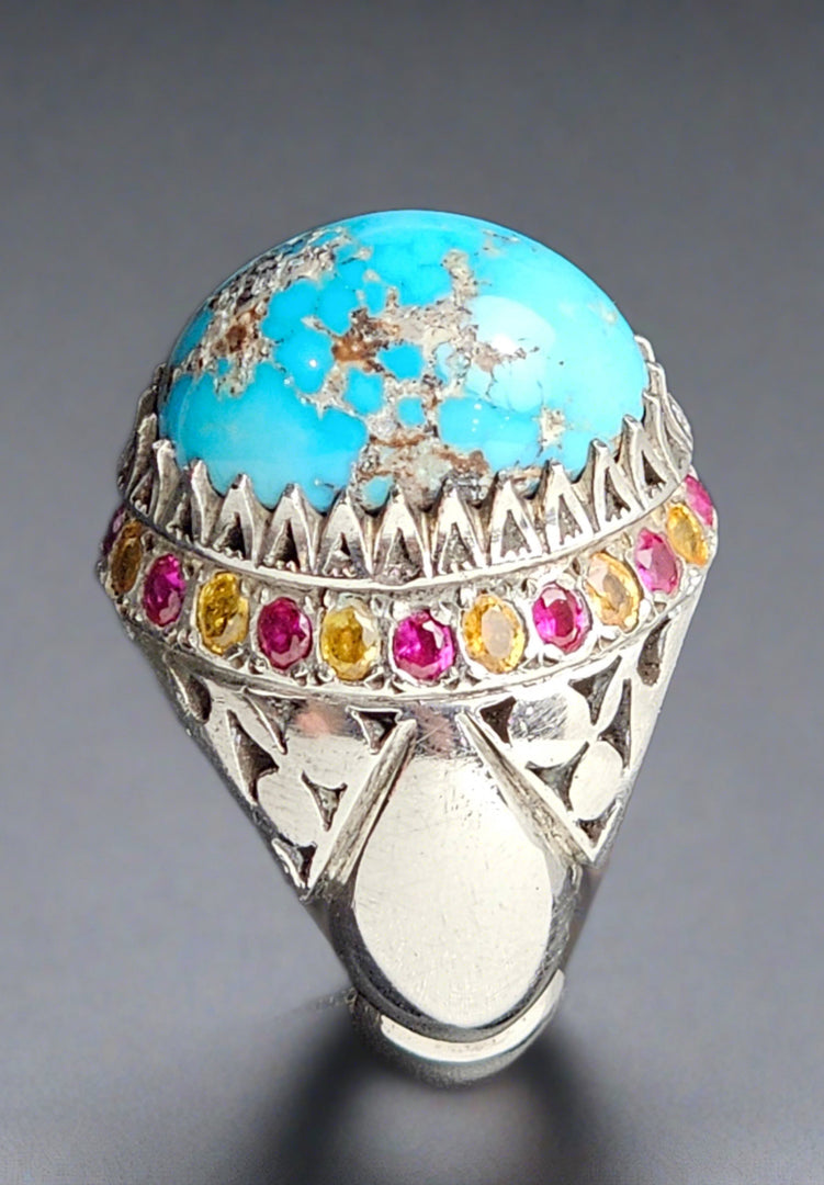 Neyshabur Turquoise & Sapphire Ring