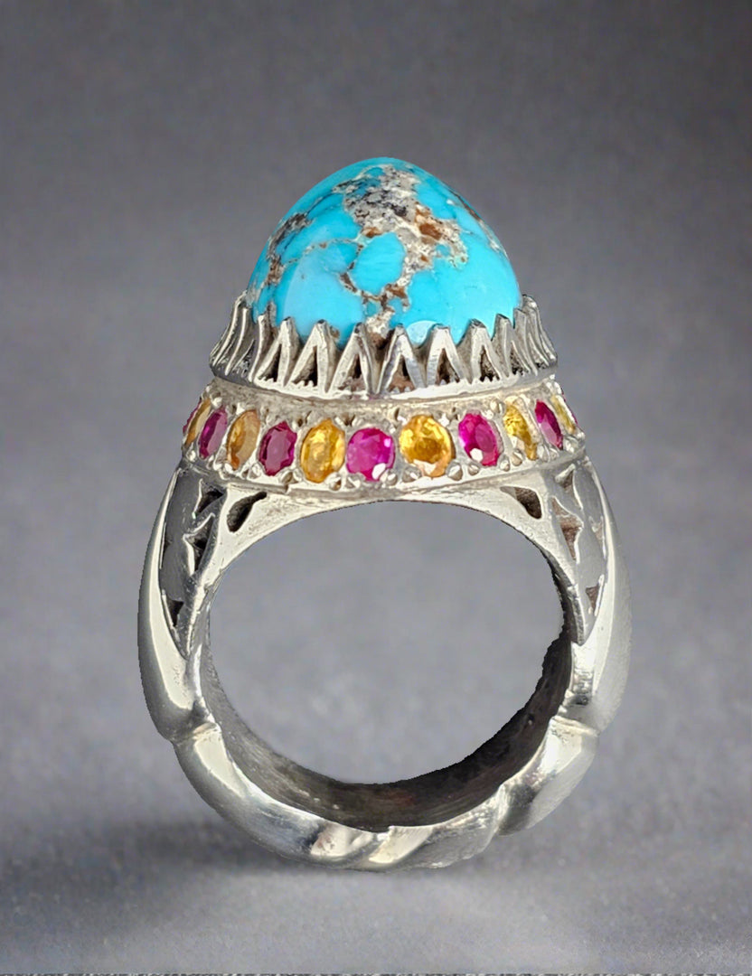 Neyshabur Turquoise & Sapphire Ring