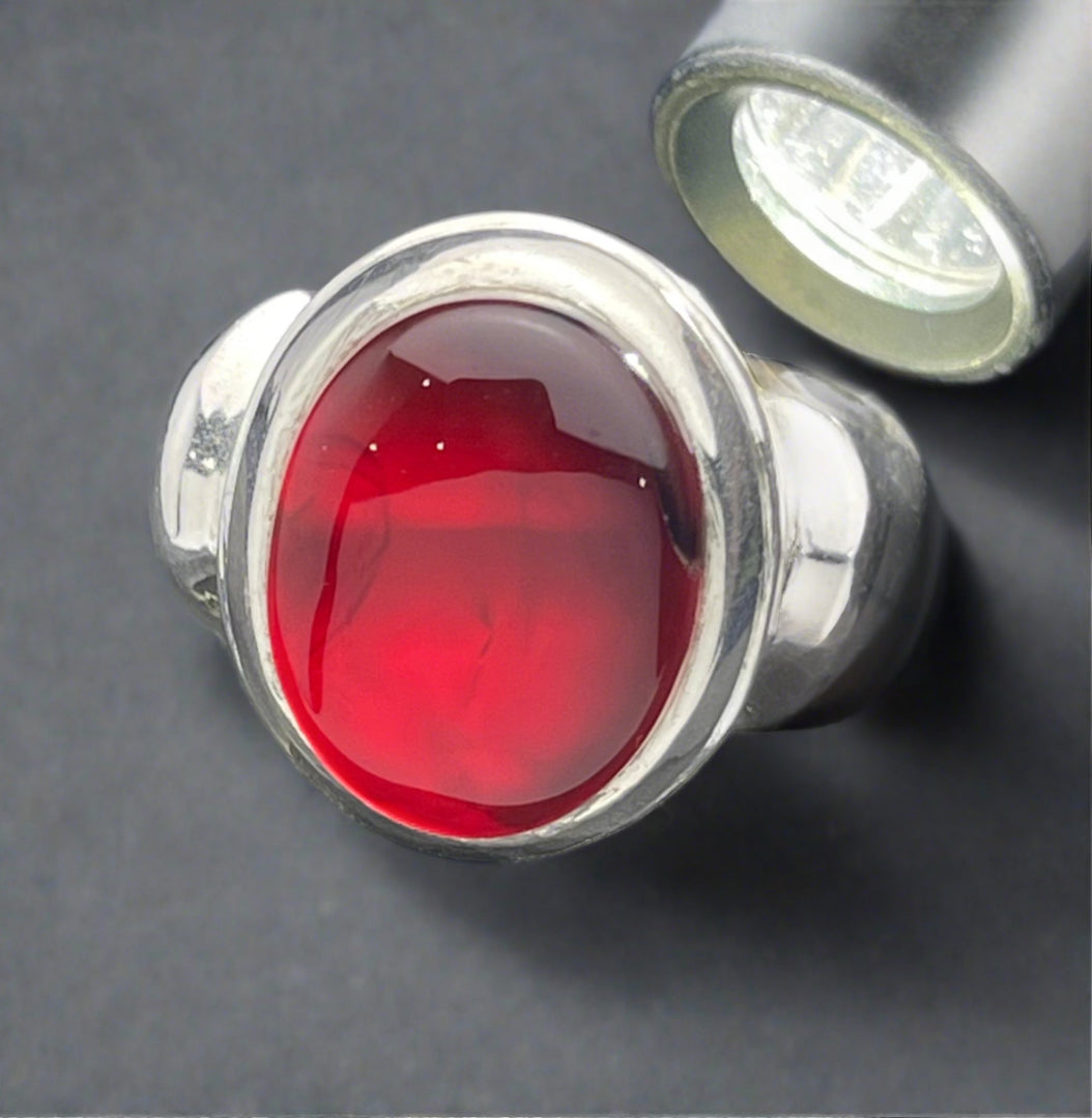 Cherry Red Yemeni Agate Ring