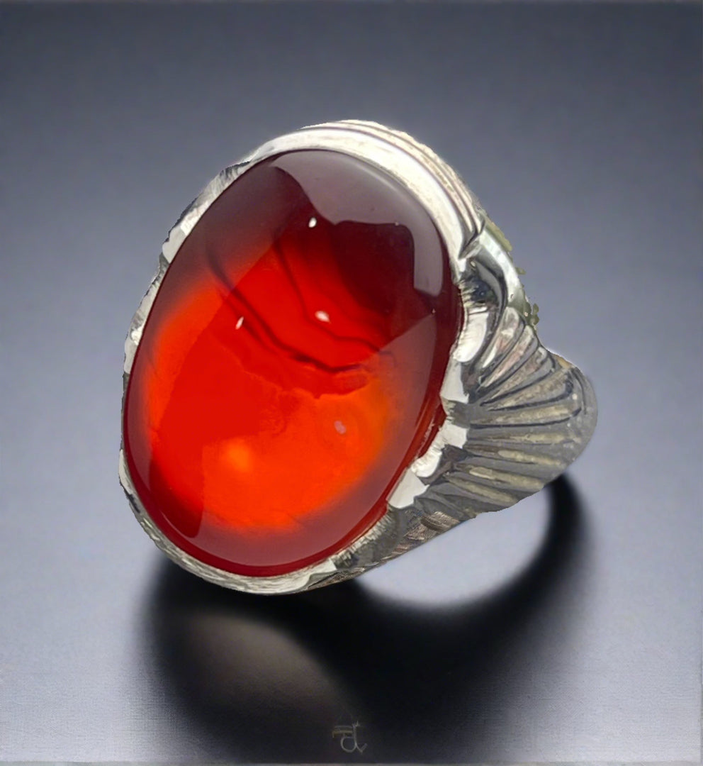 Red Yemeni Agate Ring