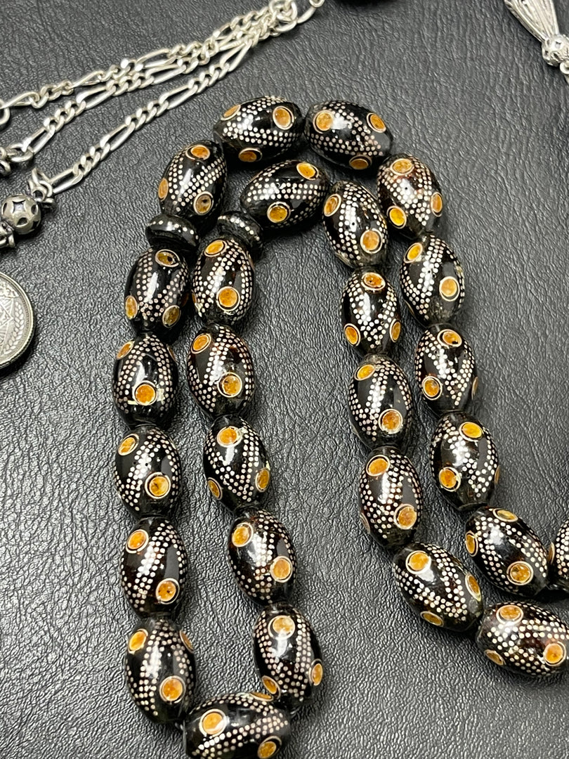 Black coral Prayer Beads يسر بحري
