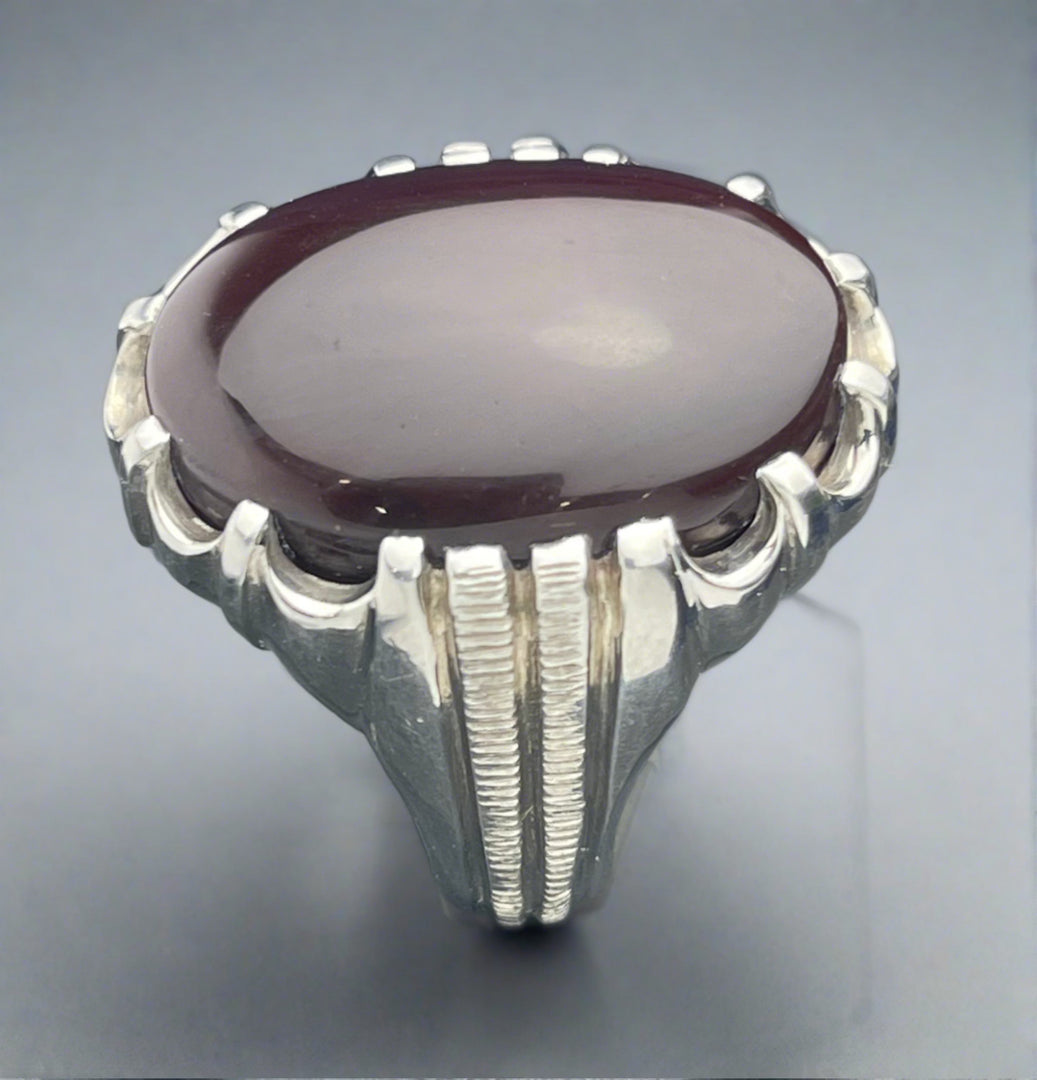 Dark Cherry Red Agate Ring