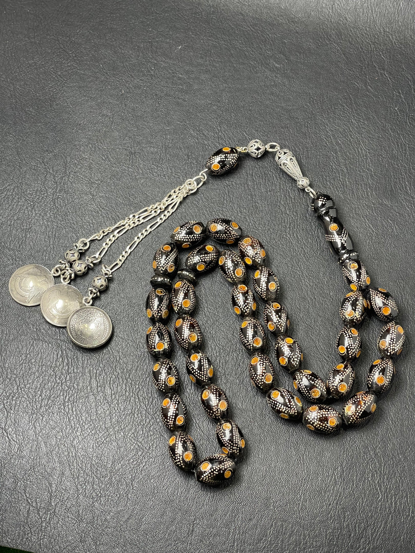 Black coral Prayer Beads يسر بحري