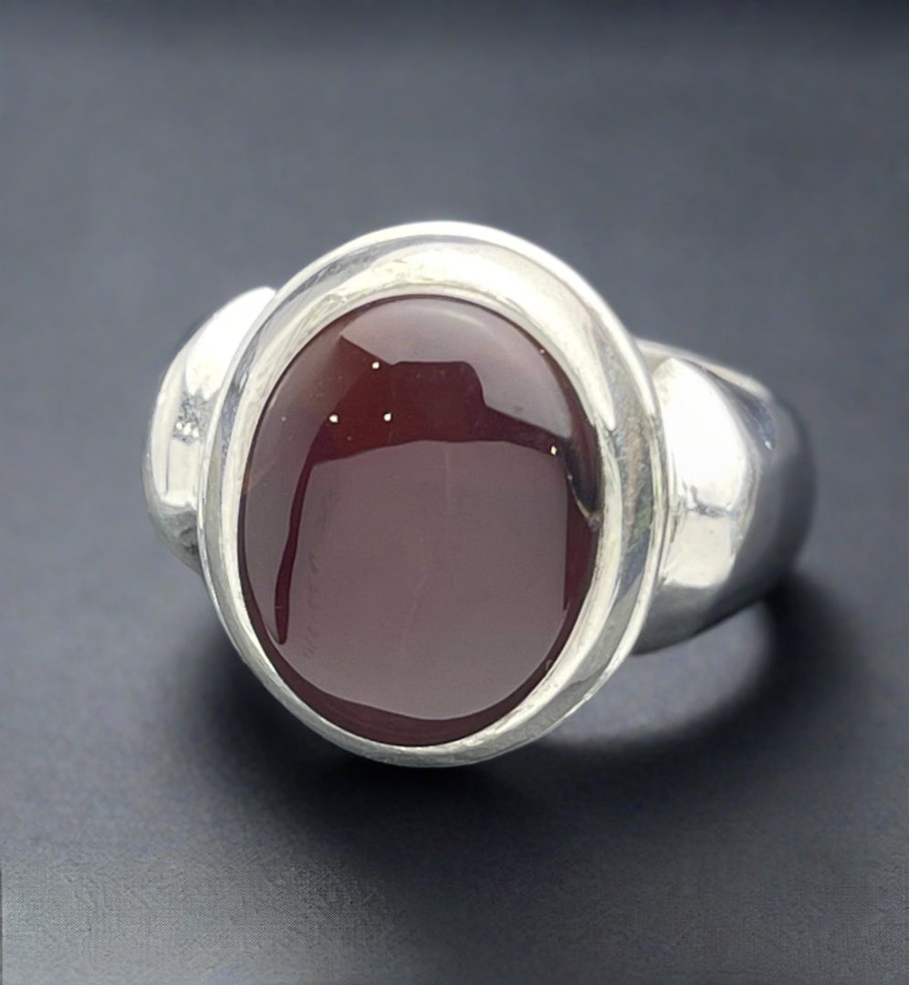 Cherry Red Yemeni Agate Ring
