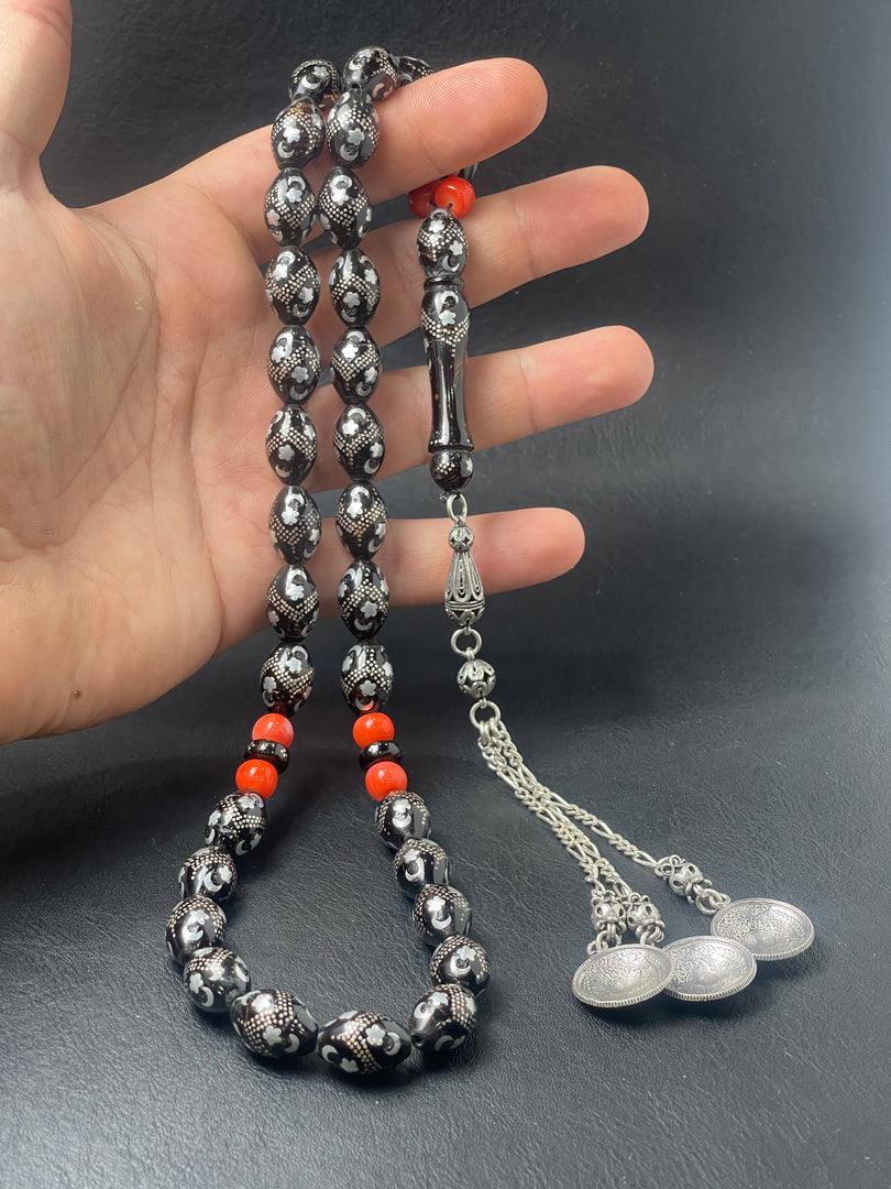 Black coral Prayer Beads يسر بحري