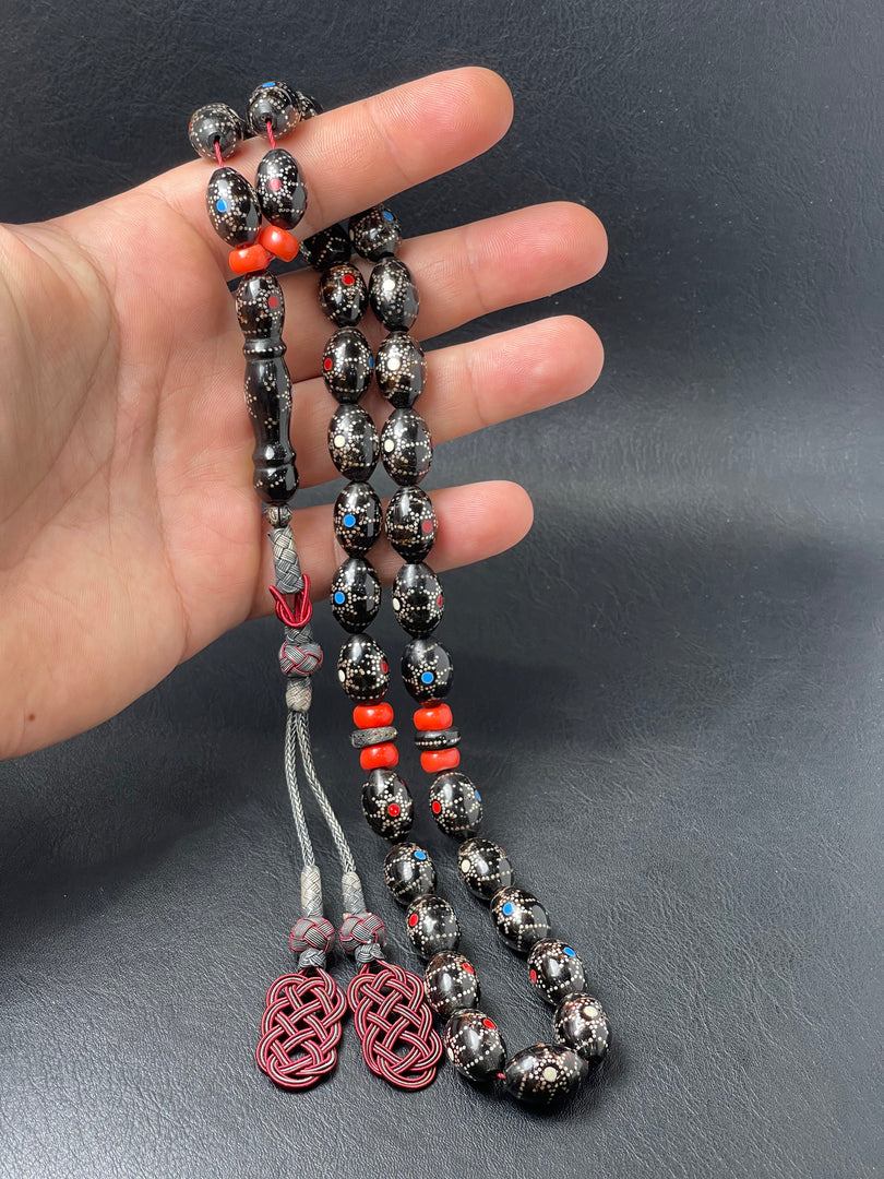 Black coral Prayer Beads يسر بحري