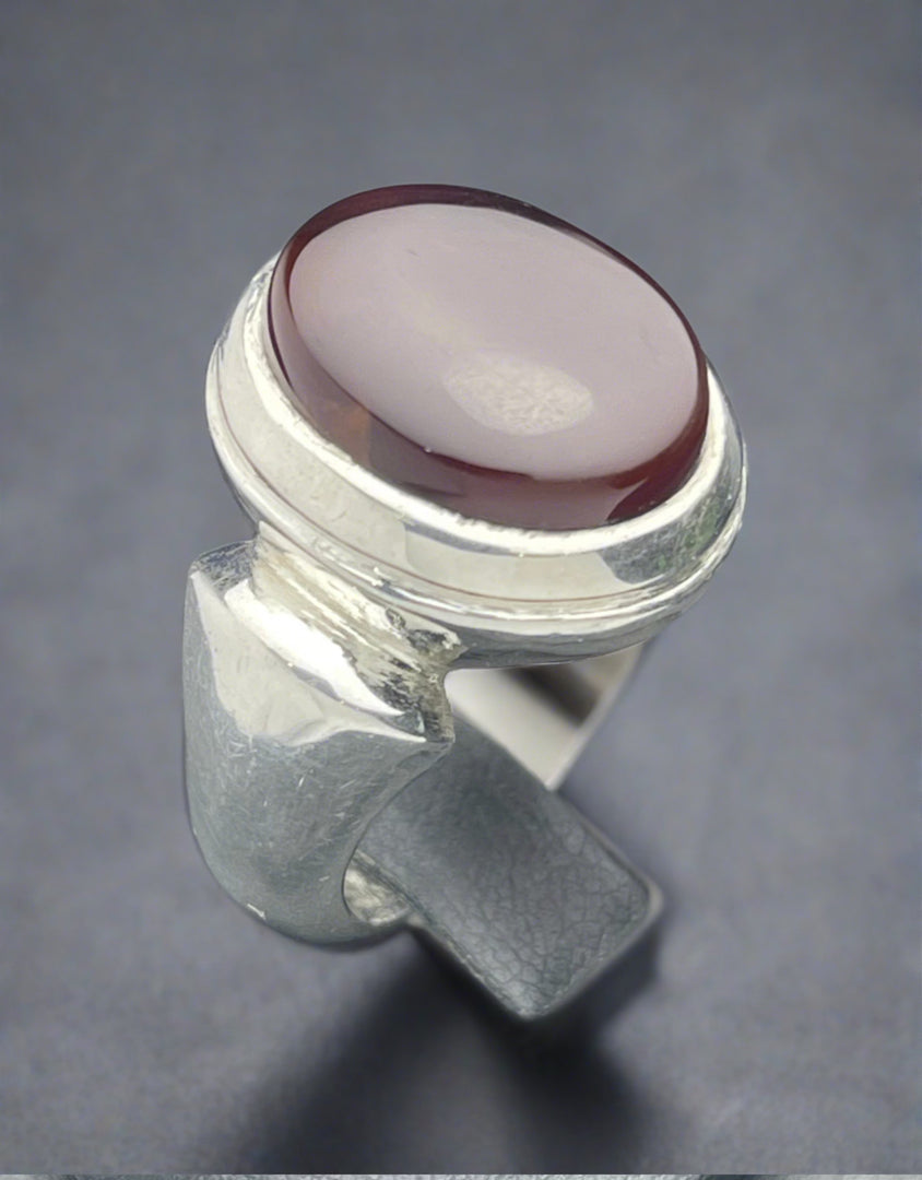 Cherry Red Yemeni Agate Ring