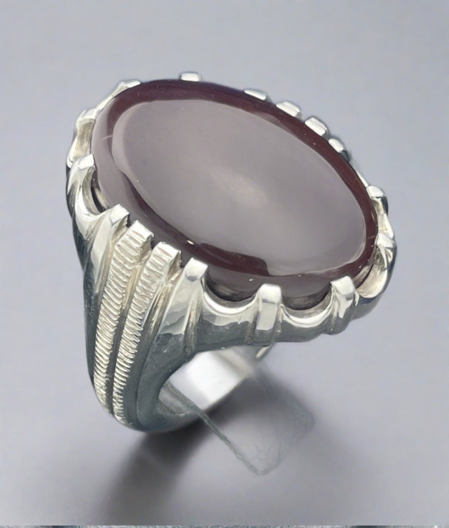 Dark Cherry Red Agate Ring