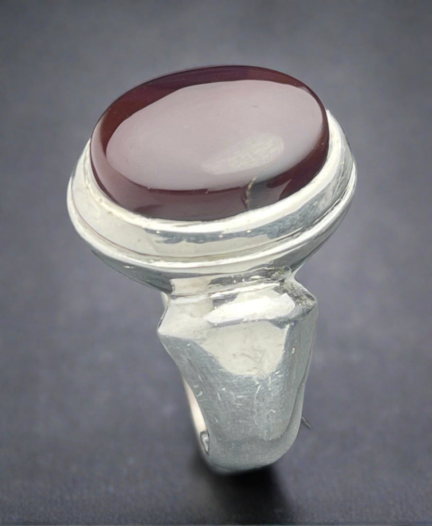 Cherry Red Yemeni Agate Ring