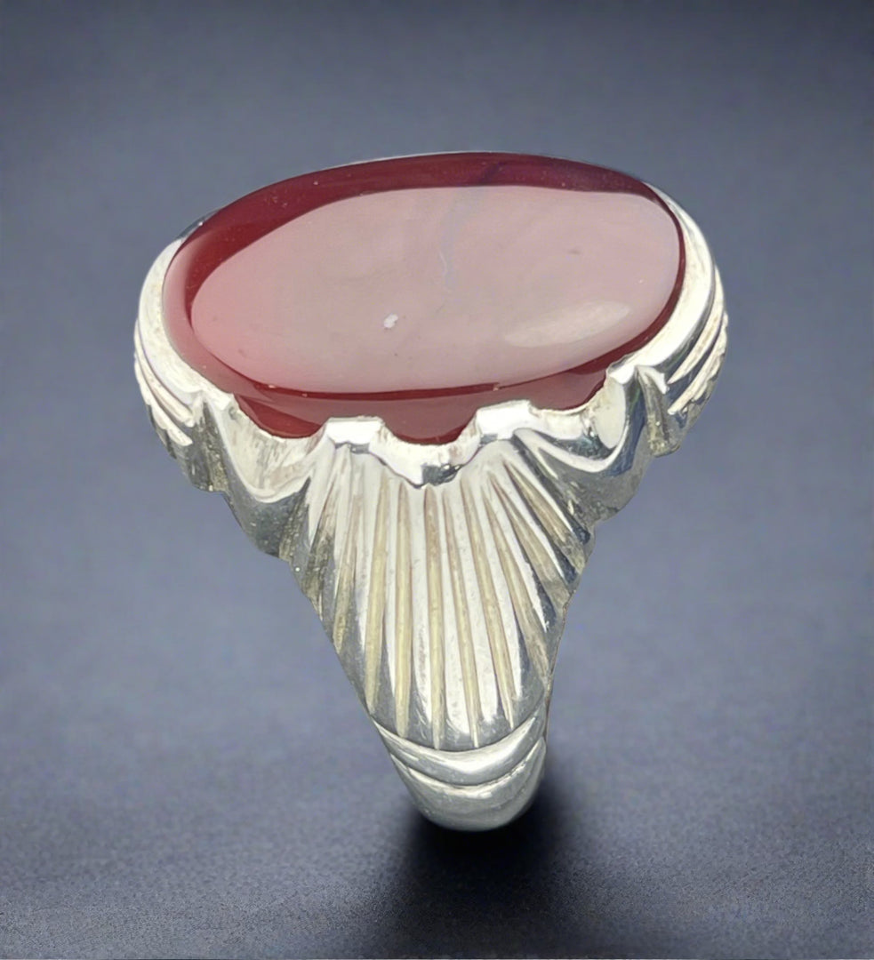Red Yemeni Agate Ring