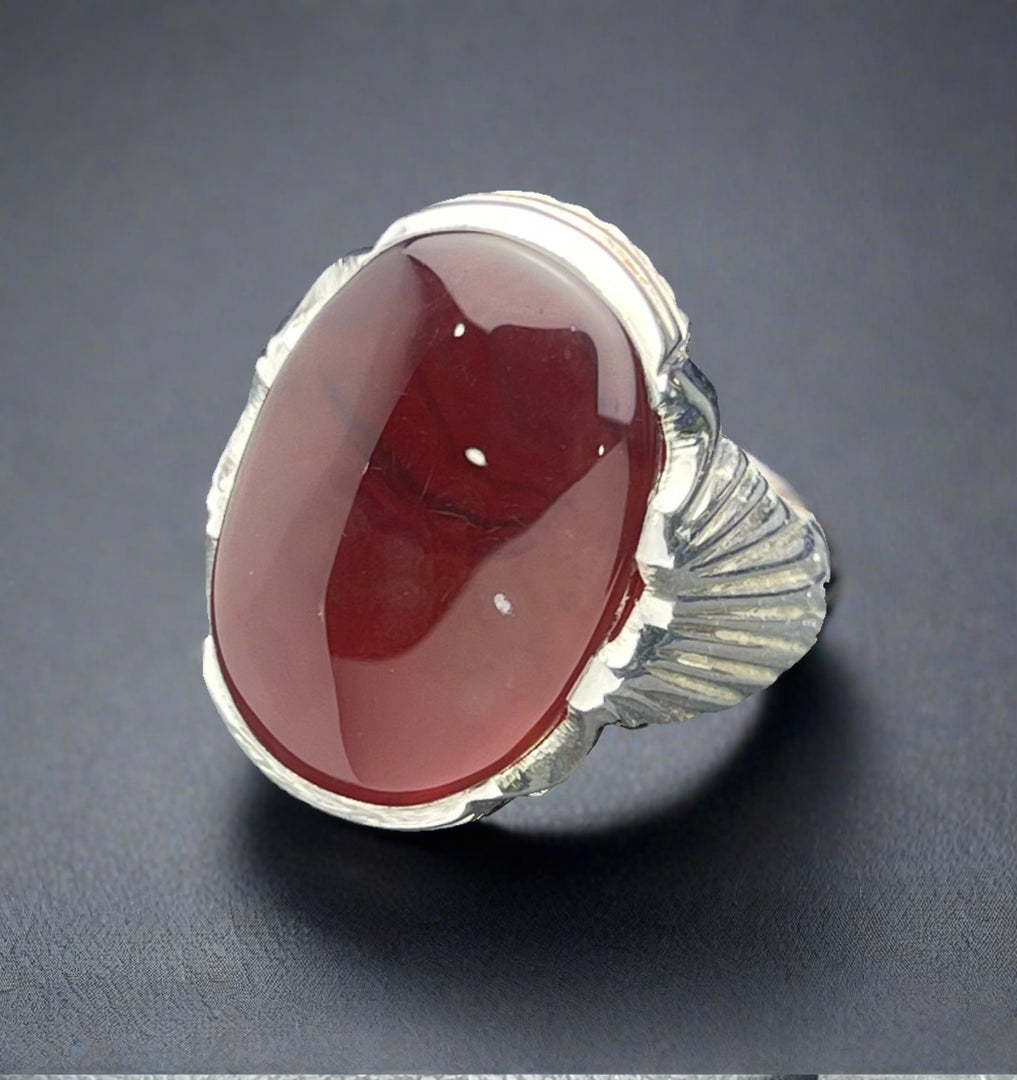 Red Yemeni Agate Ring
