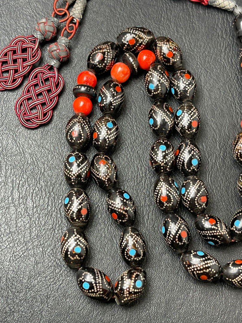 Black coral Prayer Beads يسر بحري