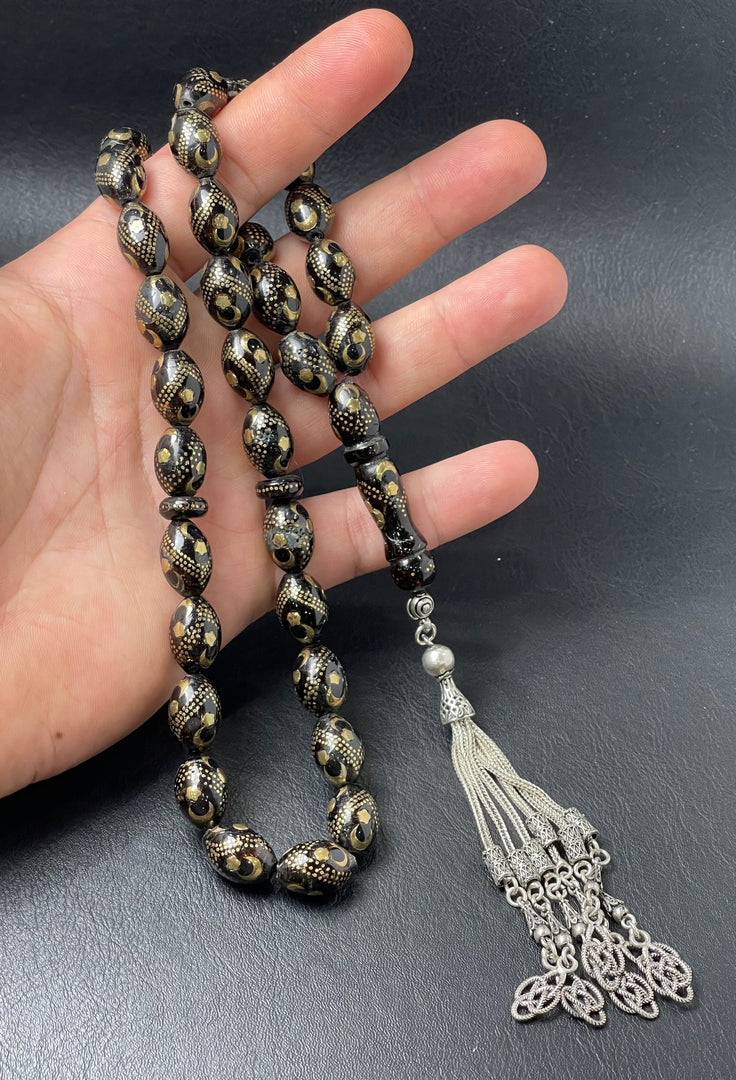 Black coral Prayer Beads يسر بحري