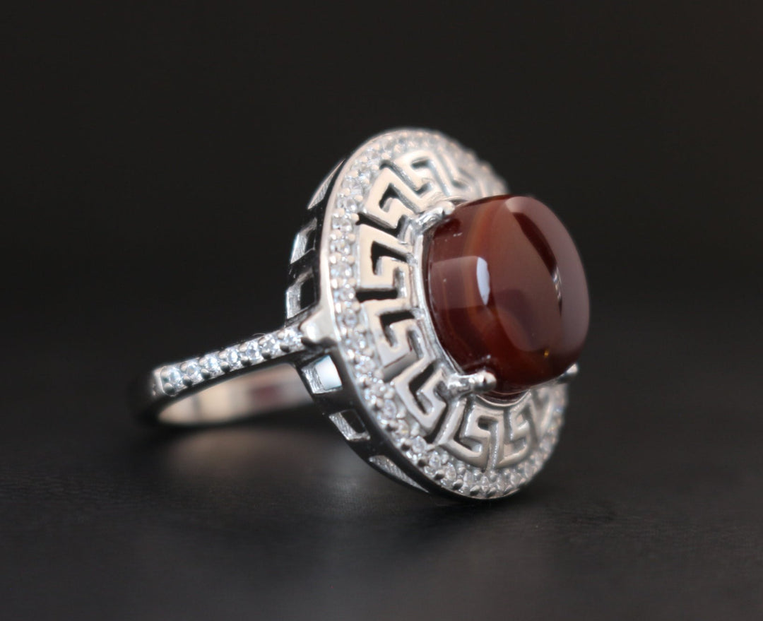 Women's Cherry Red Yemeni Agate Ring