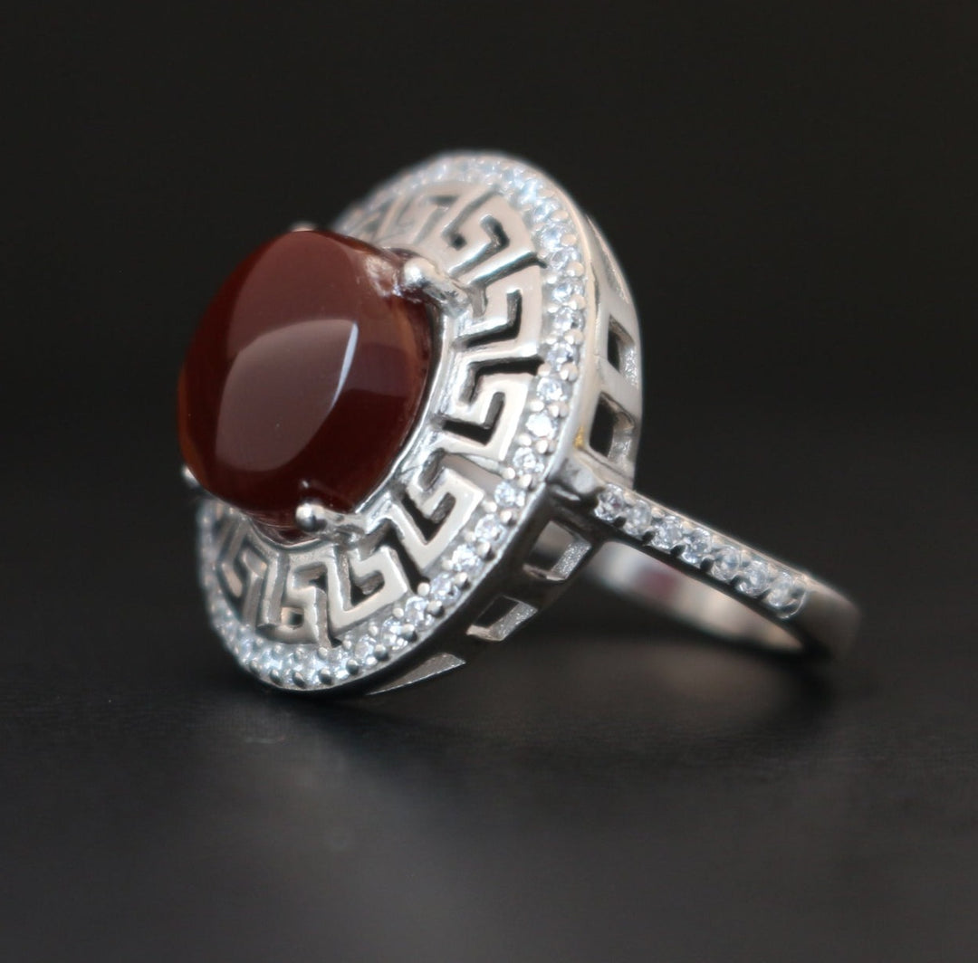 Women's Cherry Red Yemeni Agate Ring