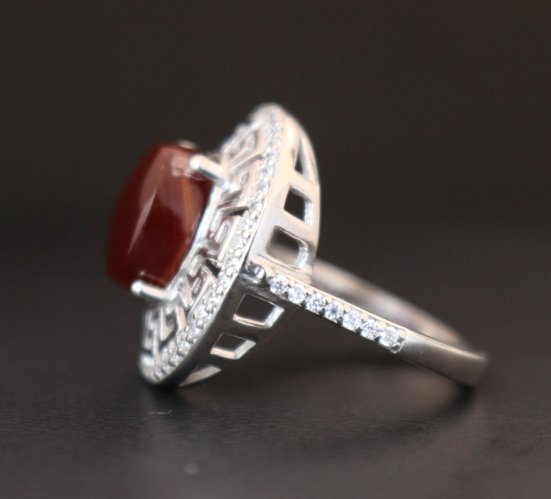 Women's Cherry Red Yemeni Agate Ring