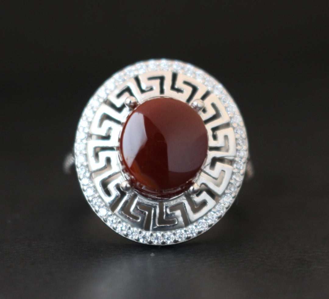 Women's Cherry Red Yemeni Agate Ring