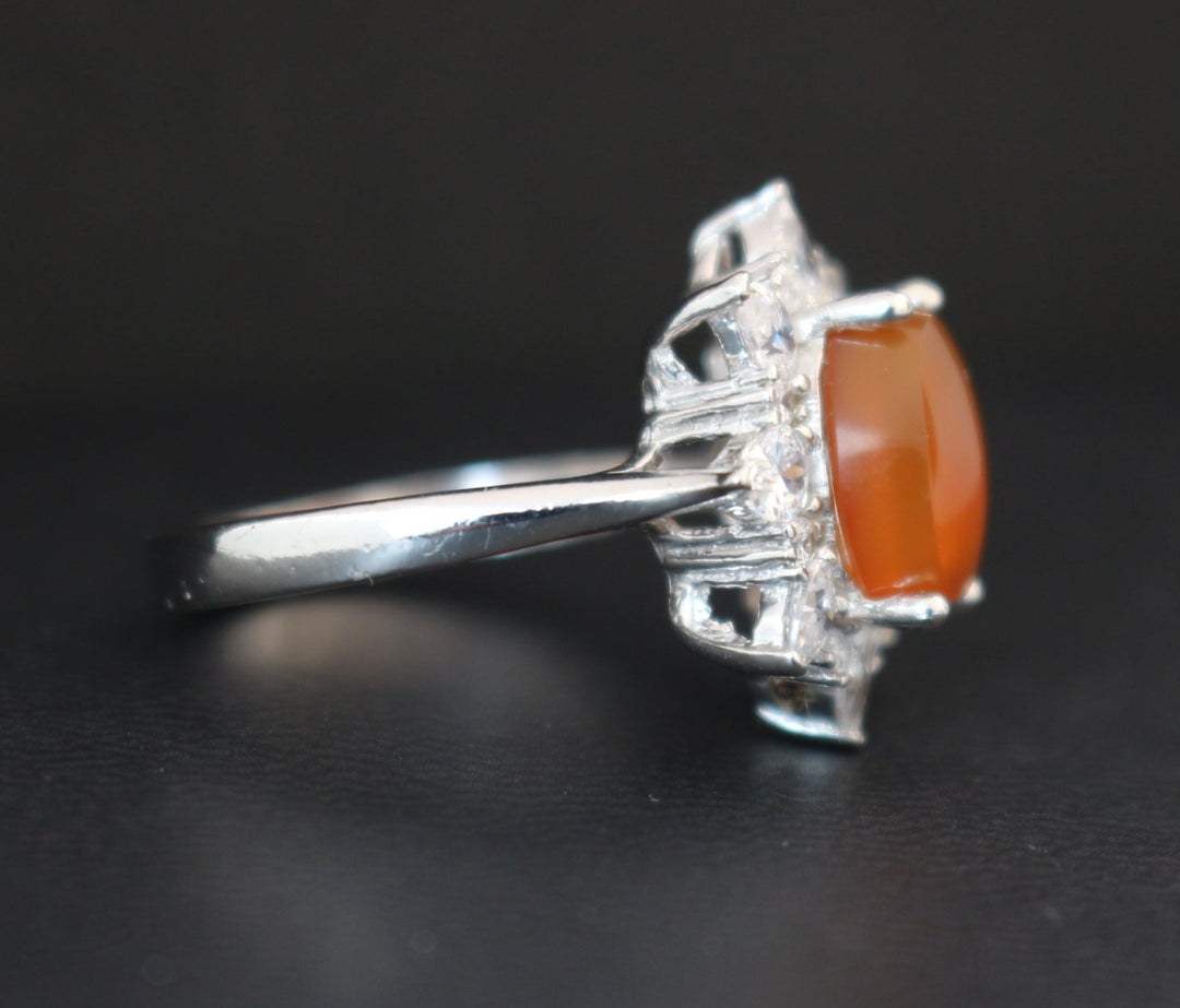Women's Orange Yemeni Agate Ring