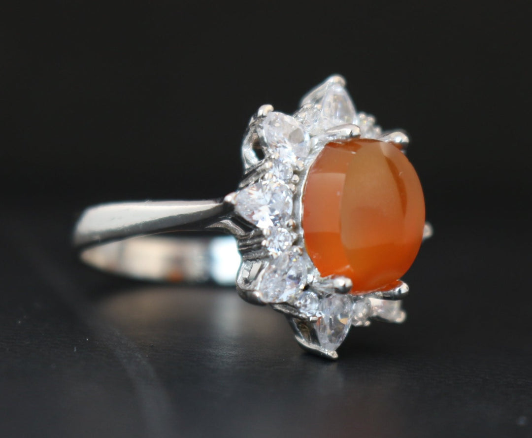 Women's Orange Yemeni Agate Ring