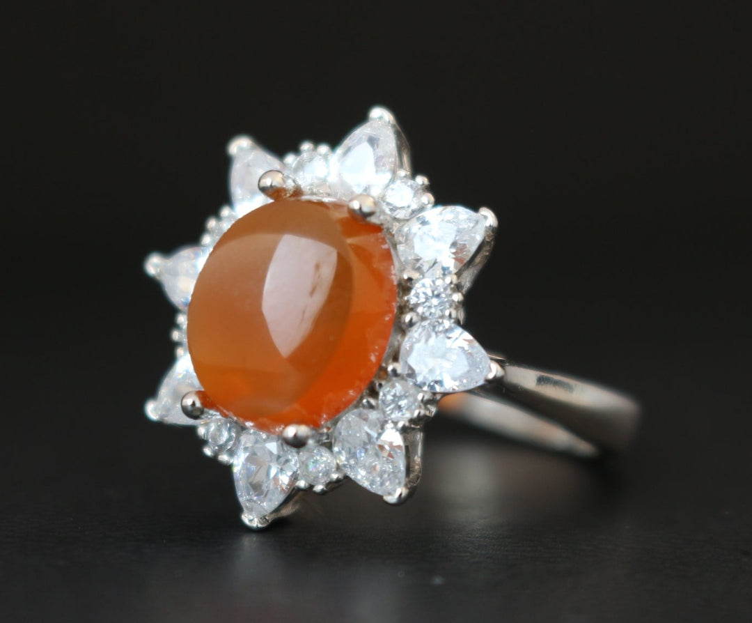 Women's Orange Yemeni Agate Ring