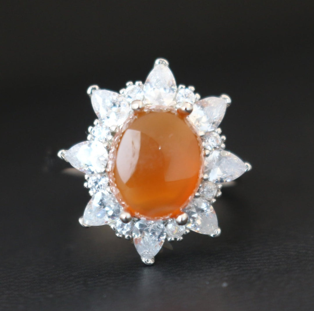 Women's Orange Yemeni Agate Ring