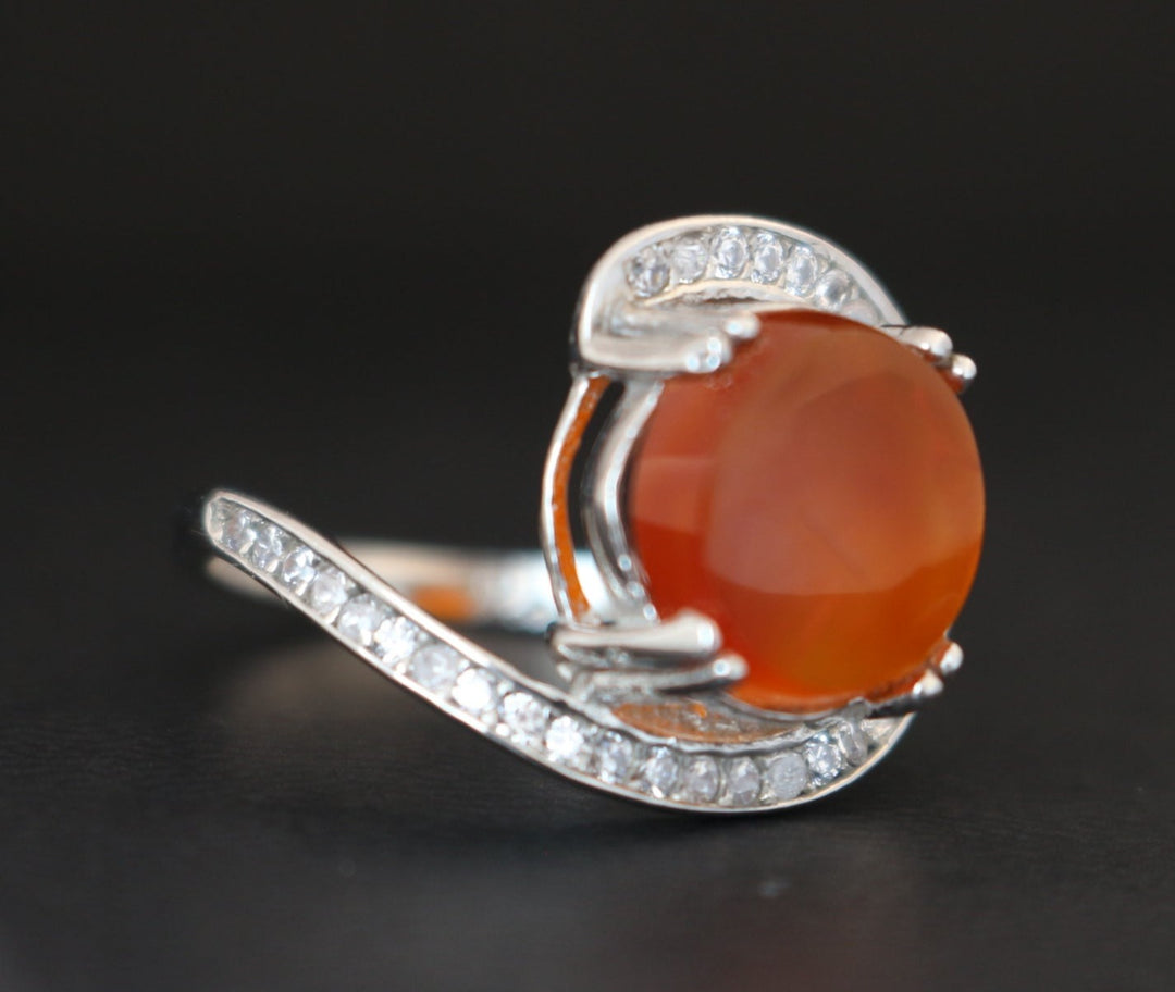 Women's Orange Yemeni Agate Ring