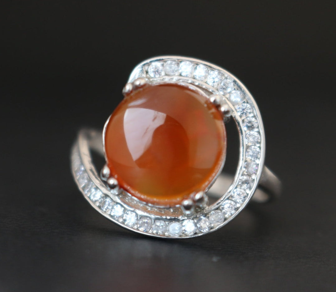 Women's Orange Yemeni Agate Ring