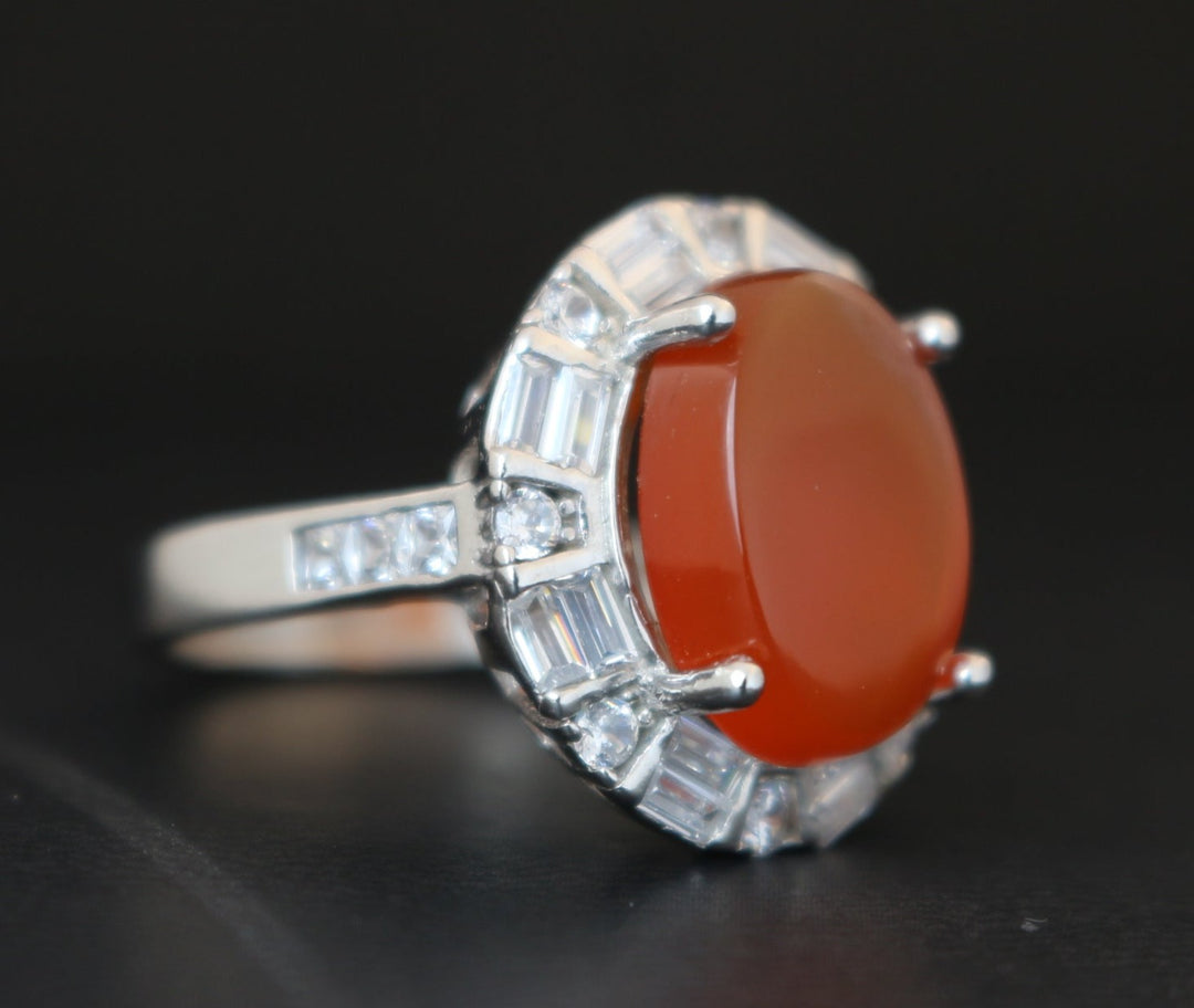 Women's Orange Yemeni Agate Ring