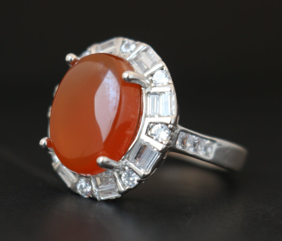 Women's Orange Yemeni Agate Ring