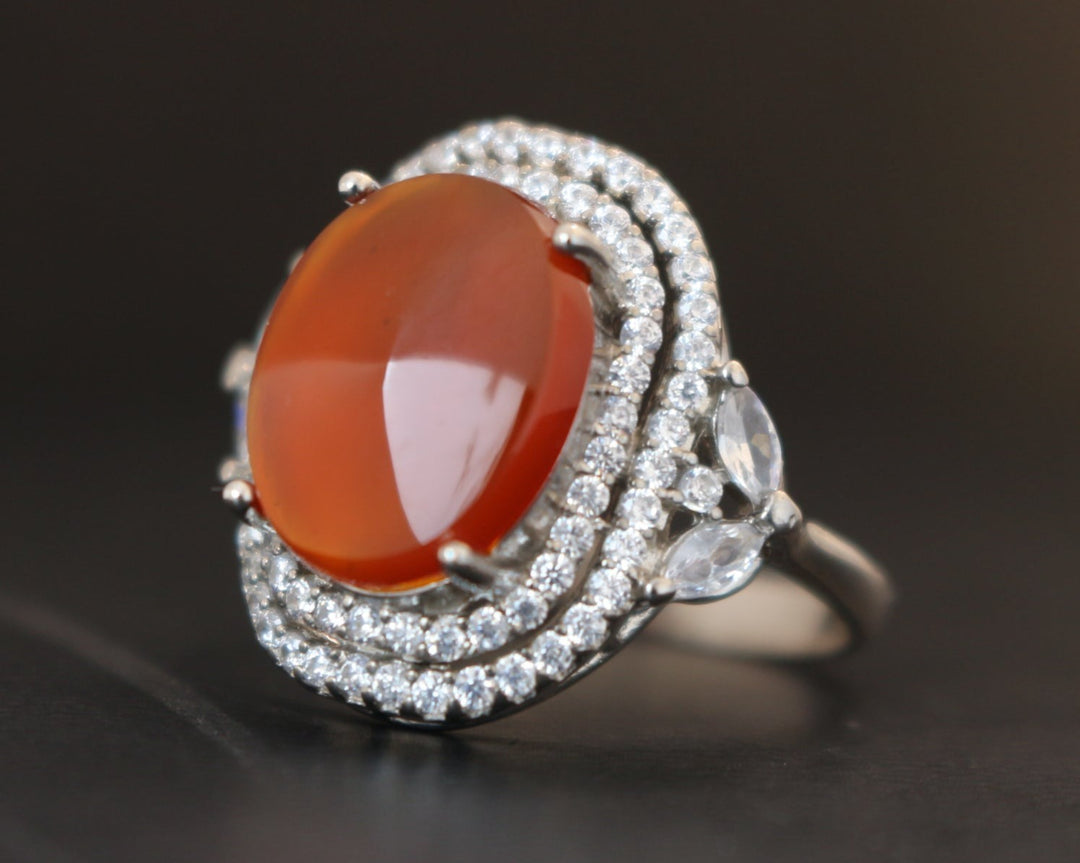 Women's Orange Yemeni Agate Ring