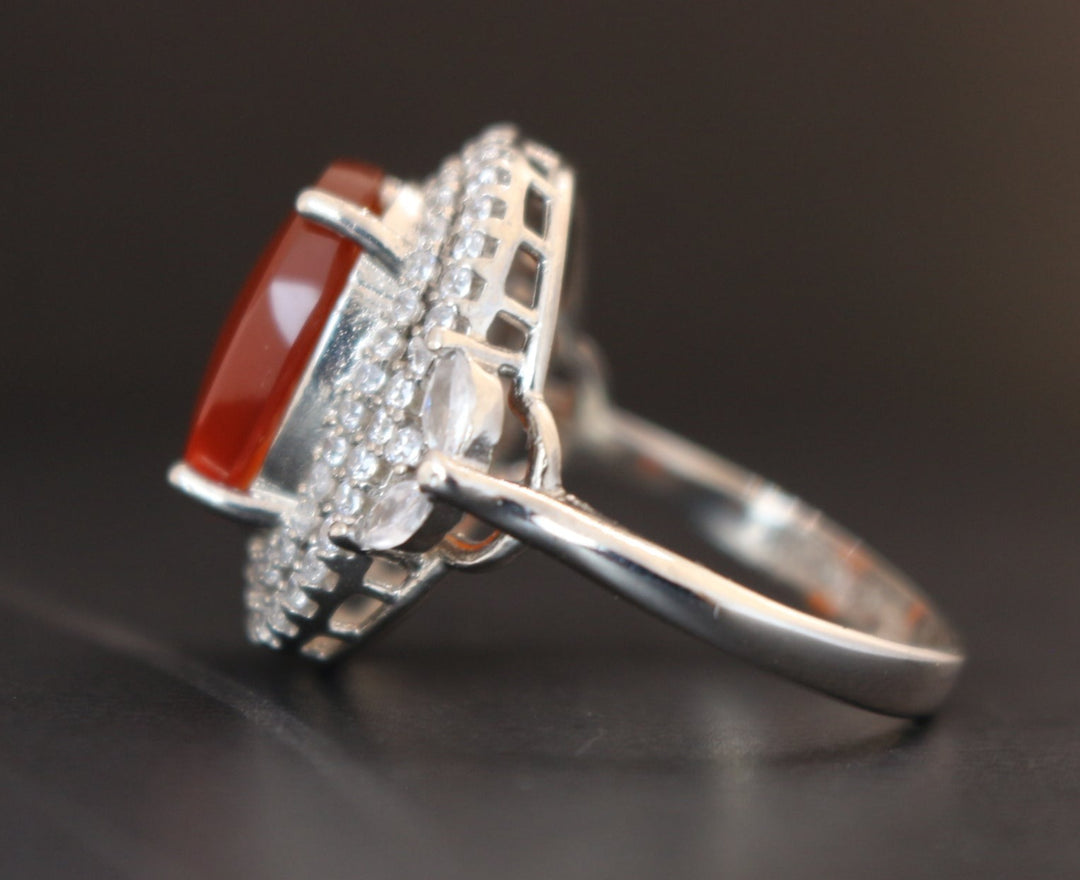 Women's Orange Yemeni Agate Ring