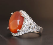 Women's Orange Yemeni Agate Ring