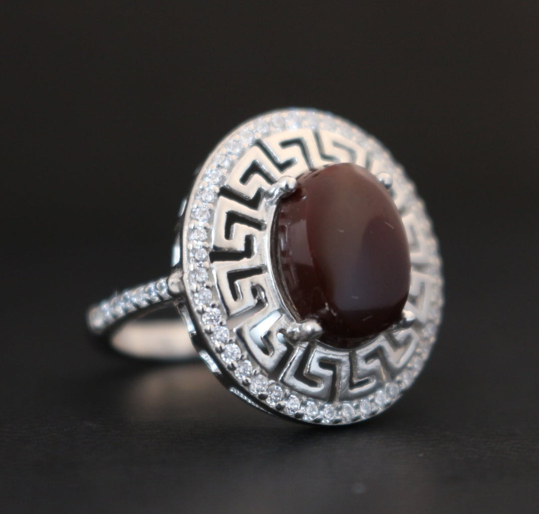 Women's Cherry Red Yemeni Agate Ring