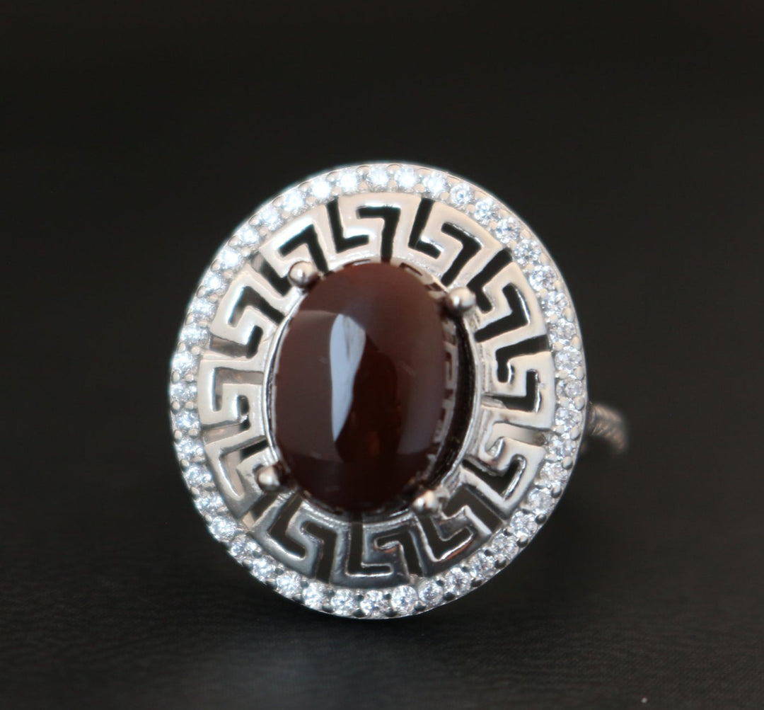 Women's Cherry Red Yemeni Agate Ring