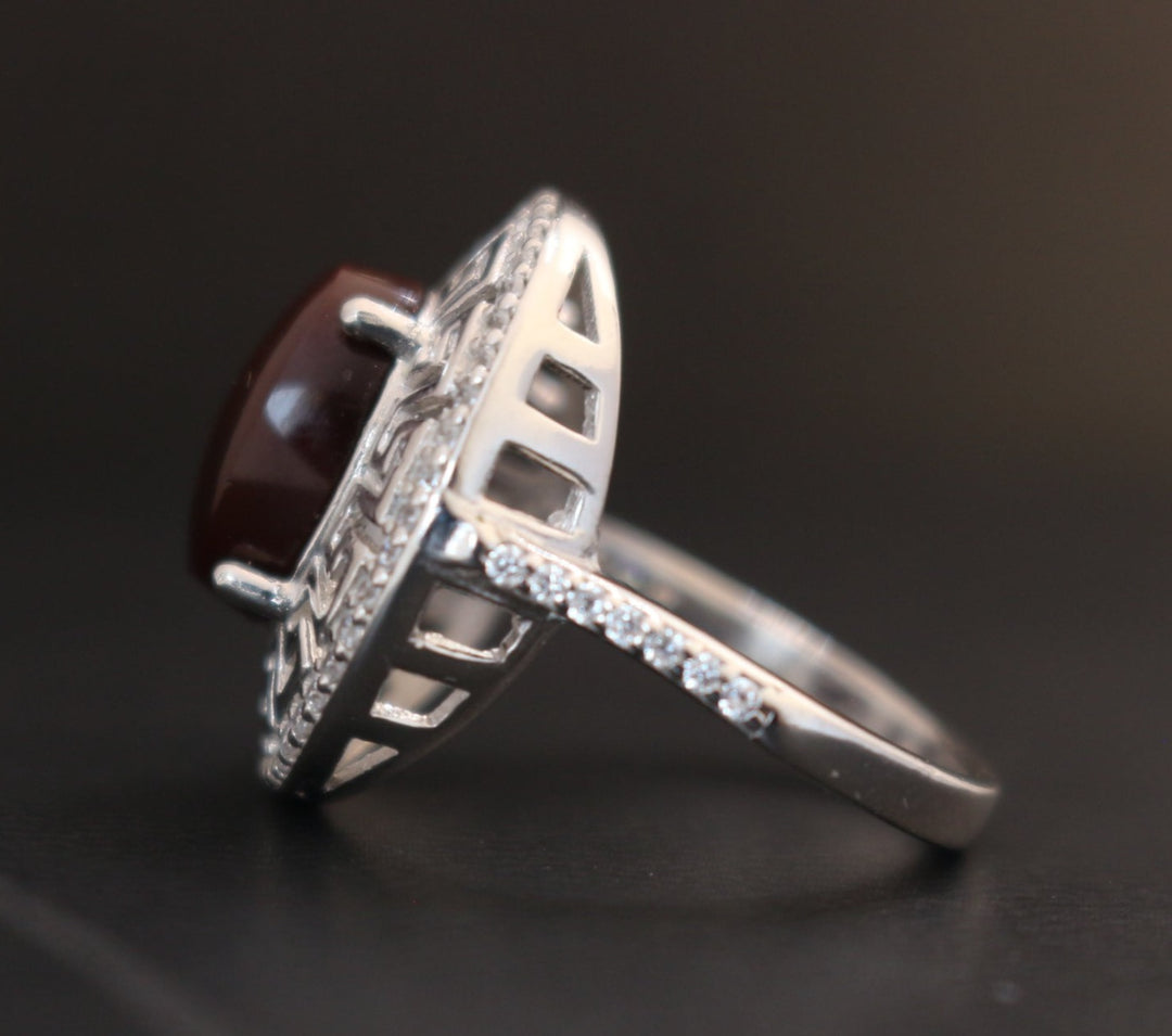Women's Cherry Red Yemeni Agate Ring