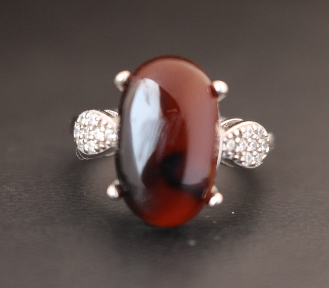Women's Cherry Red Yemeni Agate Ring