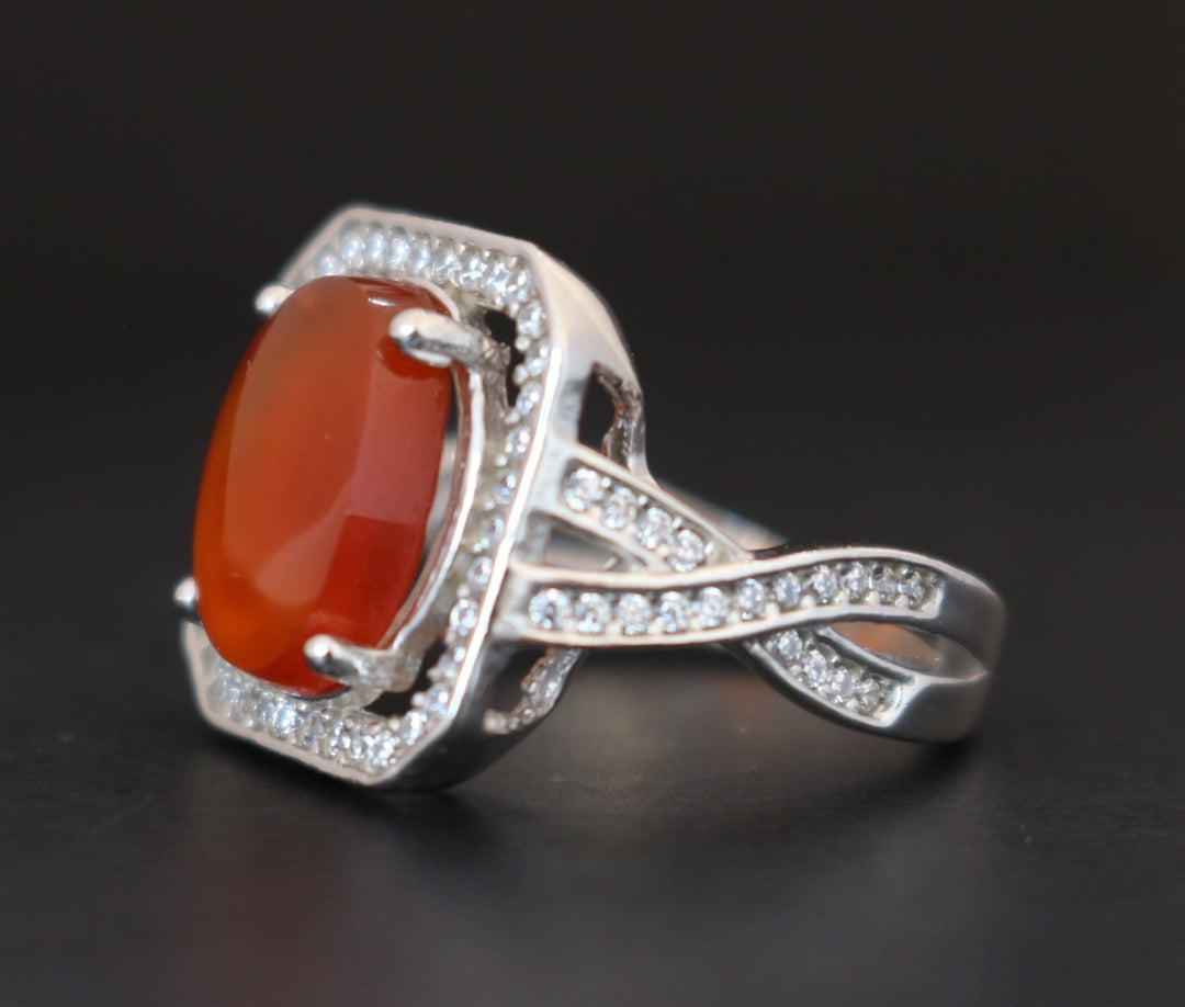 Women's Orange Yemeni Agate Ring