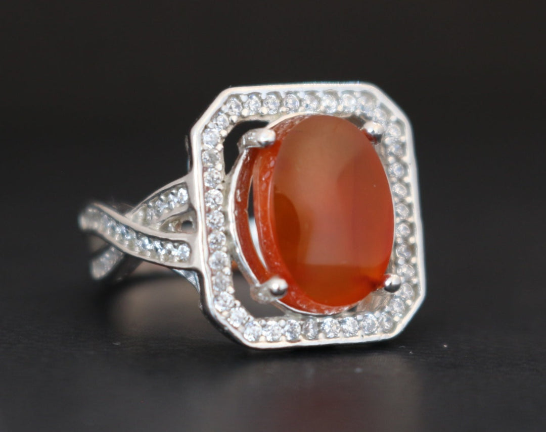 Women's Orange Yemeni Agate Ring