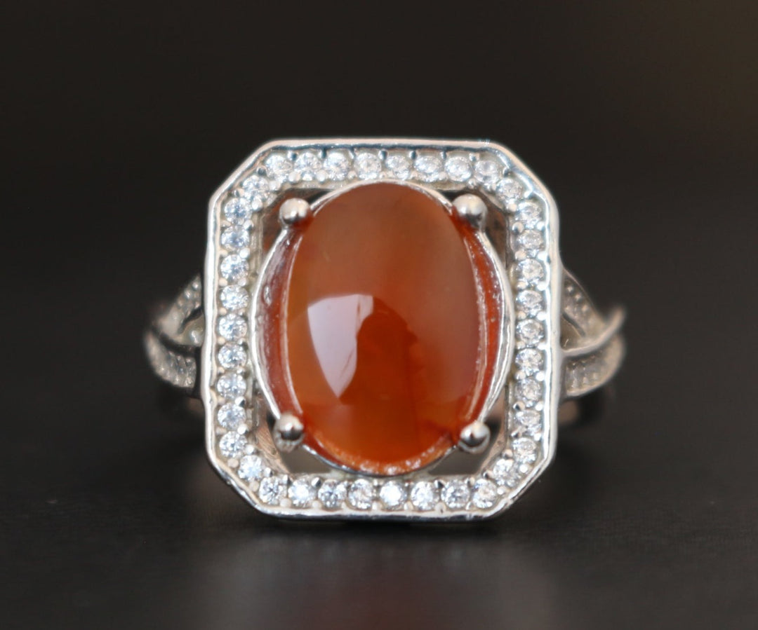 Women's Orange Yemeni Agate Ring
