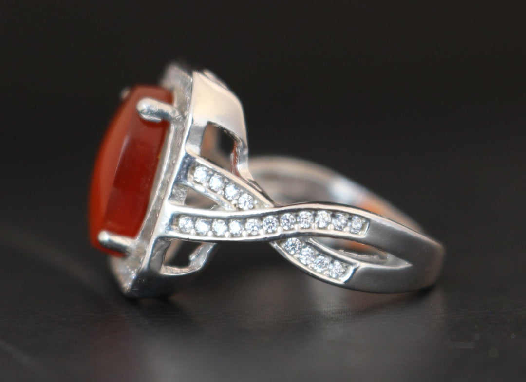 Women's Orange Yemeni Agate Ring