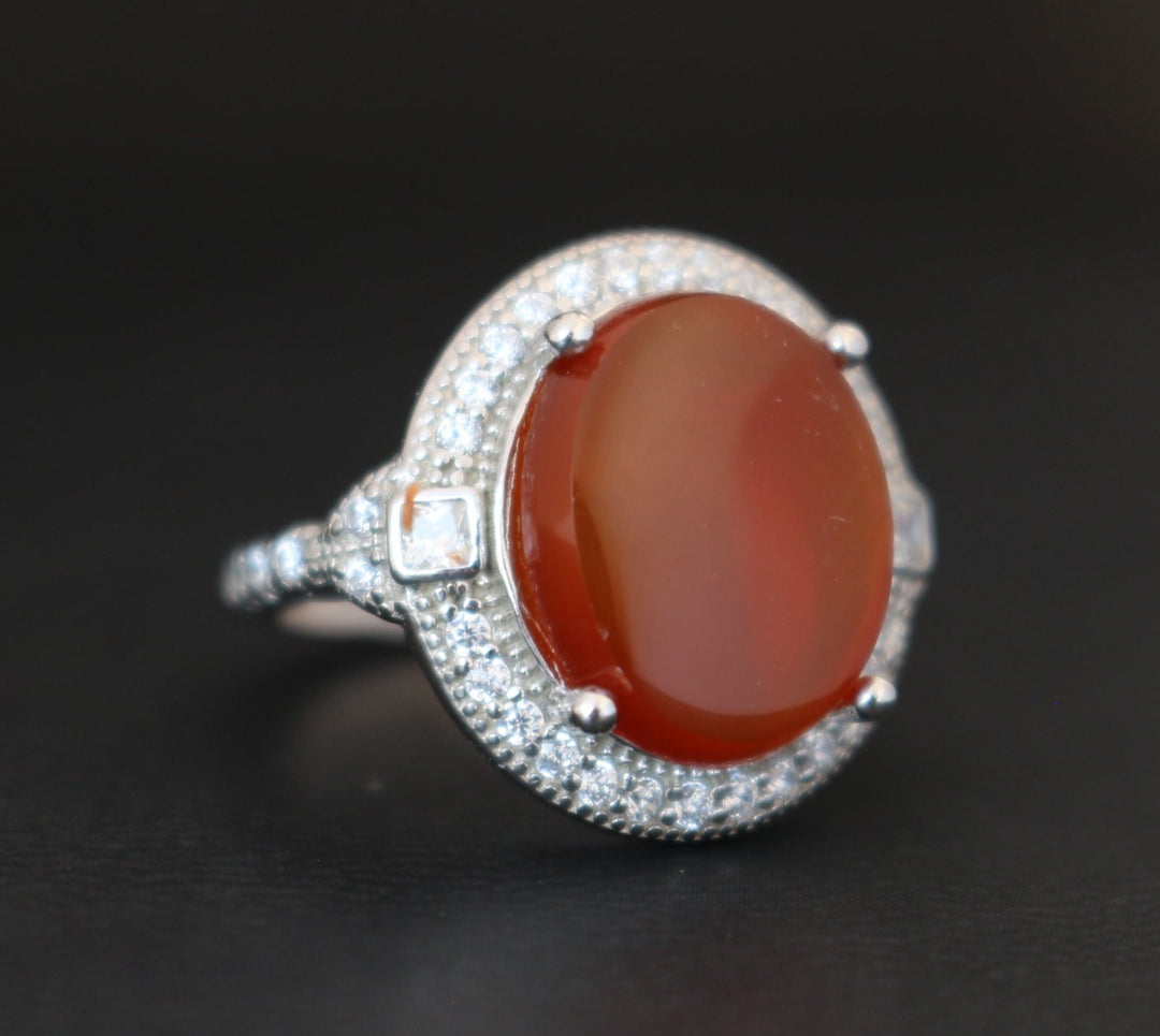Women's Orange Yemeni Agate Ring