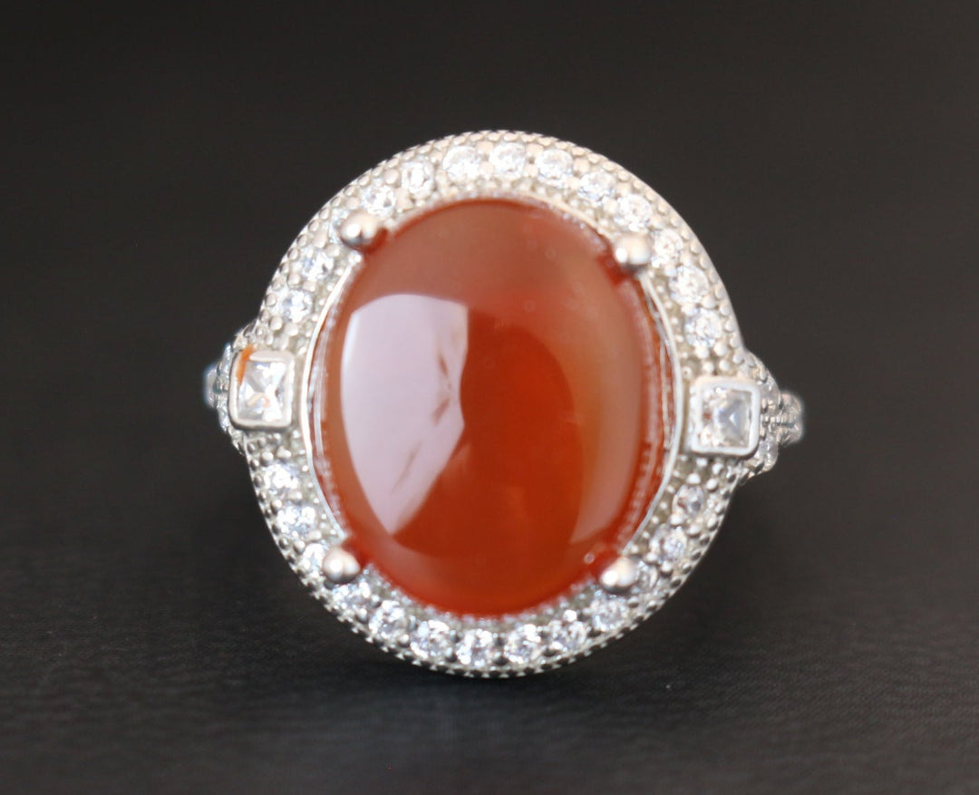 Women's Orange Yemeni Agate Ring