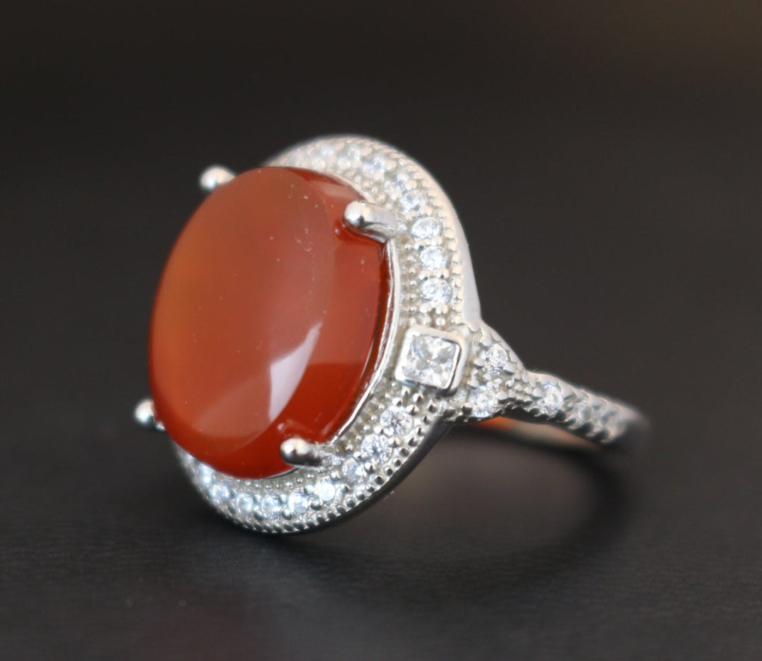Women's Orange Yemeni Agate Ring