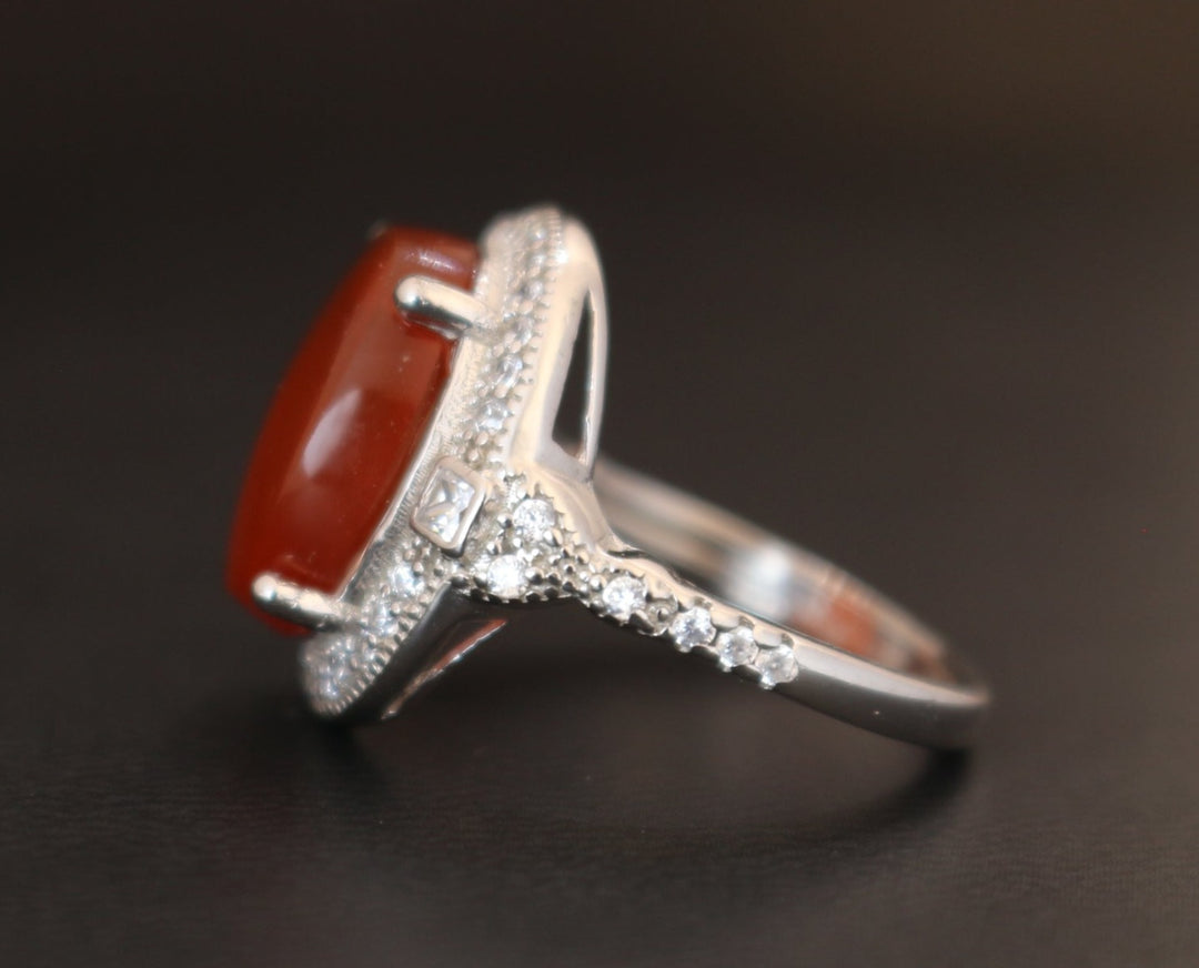 Women's Orange Yemeni Agate Ring
