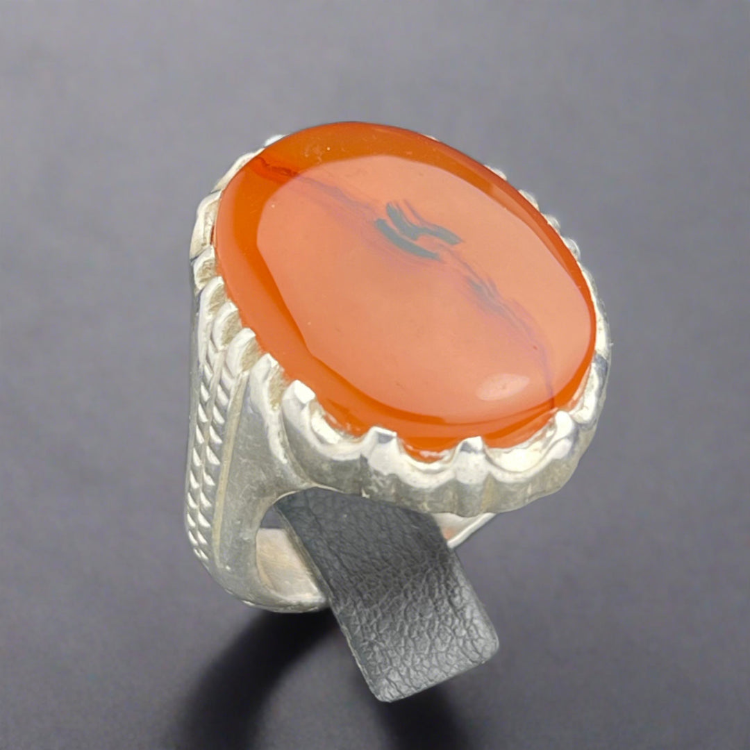 Orange Yemeni Agate Ring