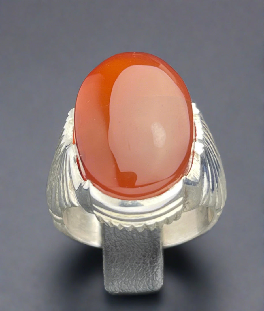 Red Yemeni Agate Ring